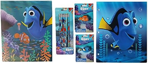 Back To School - Finding Dory Bundle of 5: Two Poly Portfolios Folders - One Pack of 6 Pencils and Two Puzzle Erasers