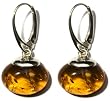 Sterling Silver Cognac Amber Drop Earrings