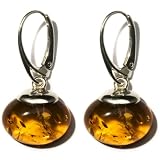 Sterling Silver Cognac Amber Drop Earrings