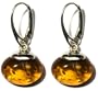 Sterling Silver Cognac Amber Drop Earrings
