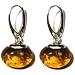 Sterling Silver Cognac Amber Drop Earrings
