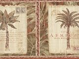 Burnt Orange Palm Tree Wallpaper Border