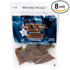SnackMasters Ahi Tuna Jerky, Original, 4-Ounce Packages (Pack of 8)