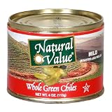 Natural Value Whole Green Mild Chilies, 4-Ounce Cans (Pack of 24)