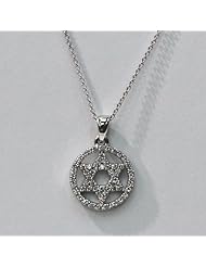14k White Gold Jewish Star Diamond Pendant with 18" Gold Chain