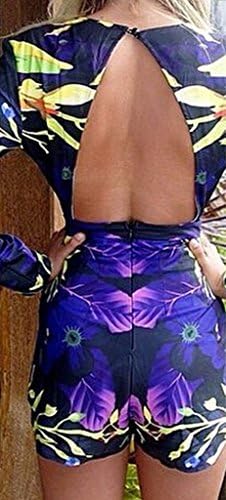 CANDAY Women's New Fashion Summer Flower Printed Backless Jumpsuits