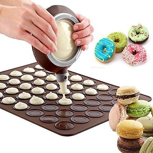 48 cycle Silicone Macaron Macaroon Pastry cake Baking Mat+Decoration pen Set by Detroit Bathware LLC
