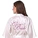 Joytton Women's Satin Kimono Robe with Embroidered Bride Short