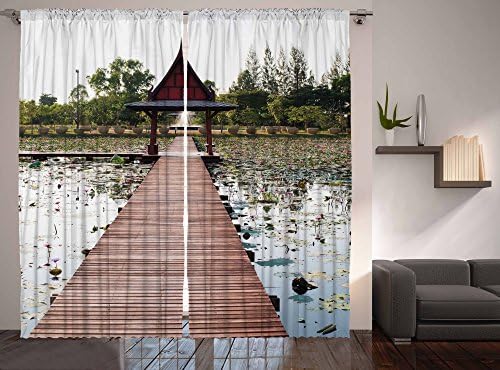 Digital Graphic Print Water Lily Lake Designer's Collection Window Curtain 2 Panel 108"x90" 4922 Exclusive Design