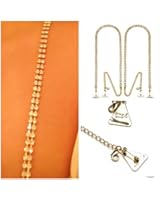 Strap N' Guard Women's Double Row Gold Crystal Pin Straps for Bra and Clothing