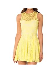 Corset   Waistline Lace Mesh Sheer Pleated Skater Dress 