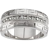 14K White Gold Diamond Greek Key Design Anniversary Band - 0.20 Ct.