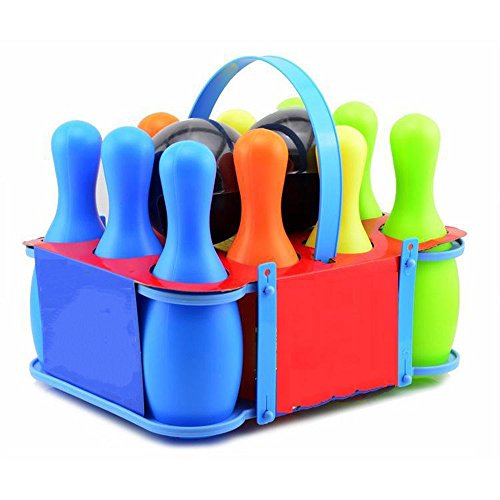 Kardiar Indoor Children Game Bowling Set For Boy Girls Home Outdoor Casual Interaction Educational Toys For Kids Play Clear Plastic Large 10 Pins With Two Balls Bowling Pin Sets