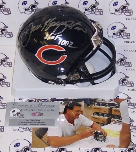 Dan Hampton Autographed/Hand Signed Chicago Bears Mini Helmet with HOF 2002 Inscription