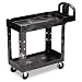 Rubbermaid Commercial Structural Resin Service Cart with Lipped Shelves, 2 Shelves, Black, 500 lbs Capacity, 33-1/3" Height, 45-1/4" Length X 25-7/8" Width