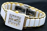 Oniss #ON604-LG7 Women's Prezioso-D White Ceramic Collection Watch with Gold Trim