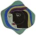 13 MARA Collectible Stoneware ODD SHAPED DINNER PLATE Abstract Faces GREEN Design