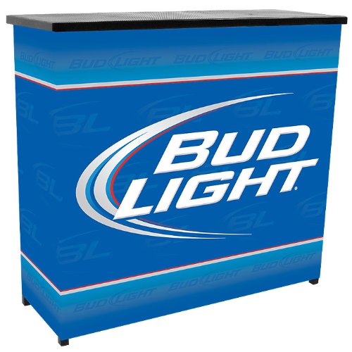 Trademark Global Bud Light Metal Two Shelf Portable Bar Table With Carrying Case