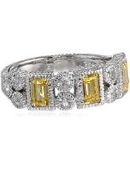Judith Ripka "Estate" 3 Vertical Baguette Yellow Ring