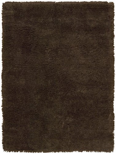 Nourison Shaggy Solid Chocolate 5.0-Feet by 7.0-Feet Polyacrylic-Blend Shag Rug