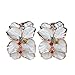 Mother's Day Gifts White Flower Stud Earring with Multi-colors Crystals Use Cubic Zirconia E6