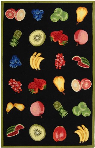 Safavieh Chelsea Collection HK265A Hand-Hooked Wool Area Rug, 5-Feet 3-Inch by 8-Feet 3-Inch, Black