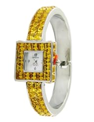 Geneva Crystal Square Cuff Bangle Watch-Multi-color