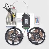 32.8 ft / 10 M Color Changing Music Control Flexible Waterproof LED Strip White Background Kit,2039RGBx2+3320+3219
