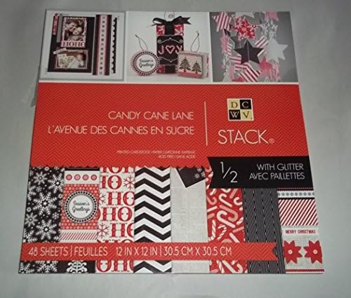 DCWV Candy Cane Lane 12 x 12 Printed Cardstock 48 Sheets