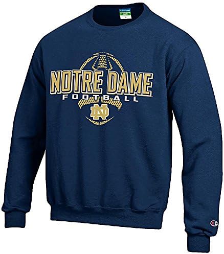 Notre Dame Fighting Irish Navy Football Powerblend Screened Crew Sweatshirt by Champion (Medium)