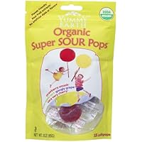 YummyEarth Organic Lollipops, Super Sour Pops (15 Count), 3-Ounce Pouches (Pack of 6)