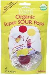 YummyEarth Organic Lollipops, Super Sour Pops (15 Count), 3-Ounce Pouches (Pack of 6)