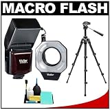 Vivitar Dedicated Digital Macro Ring Flash with Tripod + Accessory Kit for Nikon D40, D60, D3000, D3100, D5000, D5100, D7000, D300s, D3 & D3s Digital SLR Cameras