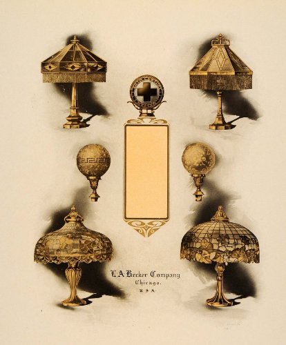 1908 Art Nouveau Lamps L. A. Becker Co. Chicago Print - Original Print