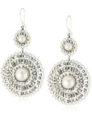 Miguel Ases Fresh Water Pearl and Sterling Silver Centric Earrings