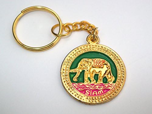 Green Elephant Gold Color Key-chain From Thailand, Beautiful Art and Heavy Metal, Beautiful Design Show Real Beauty of Thailand, Made and Sale in Thailand Temple,
