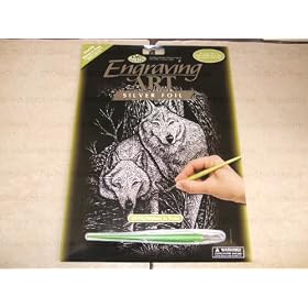 A5 Prowling Wolves / Wolf Engraving Silver Scraper Foil & Tool