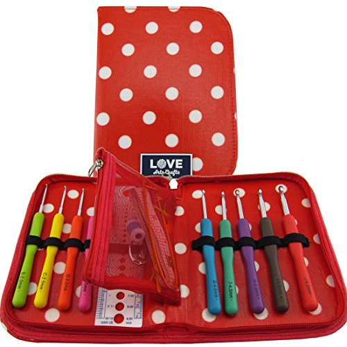 Crochet Hook Set with Ergonomic Crochet Hooks for Ultimate Comfort-Crochet for Longer with No Hand Pain. Crochet Kit with Sturdy Case, 9 Crochet Needles & 22 Accessories to Stay Organized. Ideal Gift.