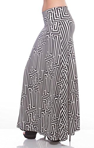 Printed Maxi Length A-line skirt with rollover waist CW20 Small Casual Dresses