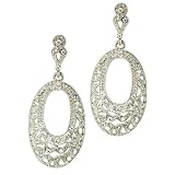 Rhinestone Oval Dangle Earrings
