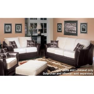 2pc Sofa Loveseat Set with Leather Frame and Oyster Seat and Back by Benchley
