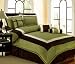 7 Piece Sage, Tan and Brown Luxurious Hampton Comforter Bed in a Bag Set - King Size Bedding