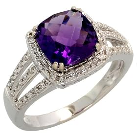14k White Gold Stone Ring, w  0.20 Carat Brilliant Cut Diamonds and 2.15... by Gabriella Gold