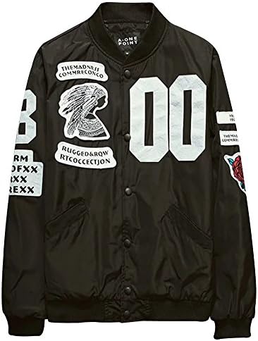 Gxia Men's Classic Patches Bomber Jacket Varsity Baseball Sweatshirts