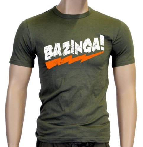 Coole-Fun-T-Shirts T-Shirt Bazinga Vintage wei&szlig;/orange Slimfit, oliv, M, 10798_Oliv_SLIM_G Preisvergleich