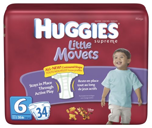Huggies Supreme Little Movers Diapers, Size 6, 34-Count (Pack of 2)