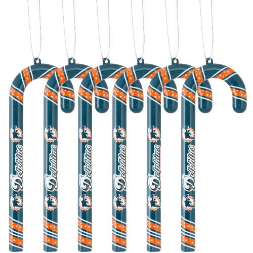 Miami Dolphins 2010 Candy Cane Ornament Set of 6