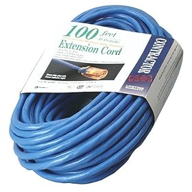 Coleman Cable 02369 100' 16 3 SJTW Low Temp, Blue Cord with Lighted End by Coleman Cable