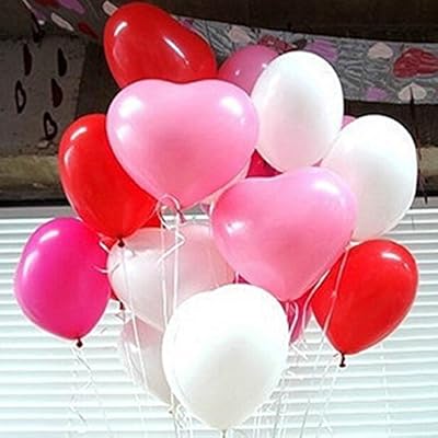 PcsPce - 50Pcs Heart-Shaped Latex Balloons Party Holiday Decoration Ballon (White Color)