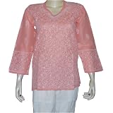 Cotton Womens Clothing Kurtis Womens Top Chikan Embroidery Size M